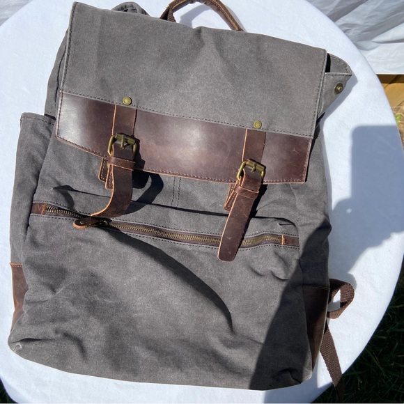 Vintage Leather & Canvas Backpack